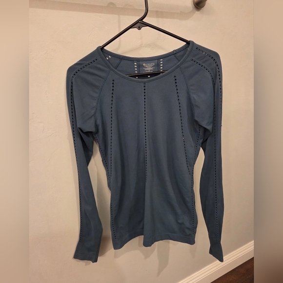 Athleta Foothill Seamless Long Sleeve Breathable Active Training Shirt Teal Sz.S - Picture 1 of 4